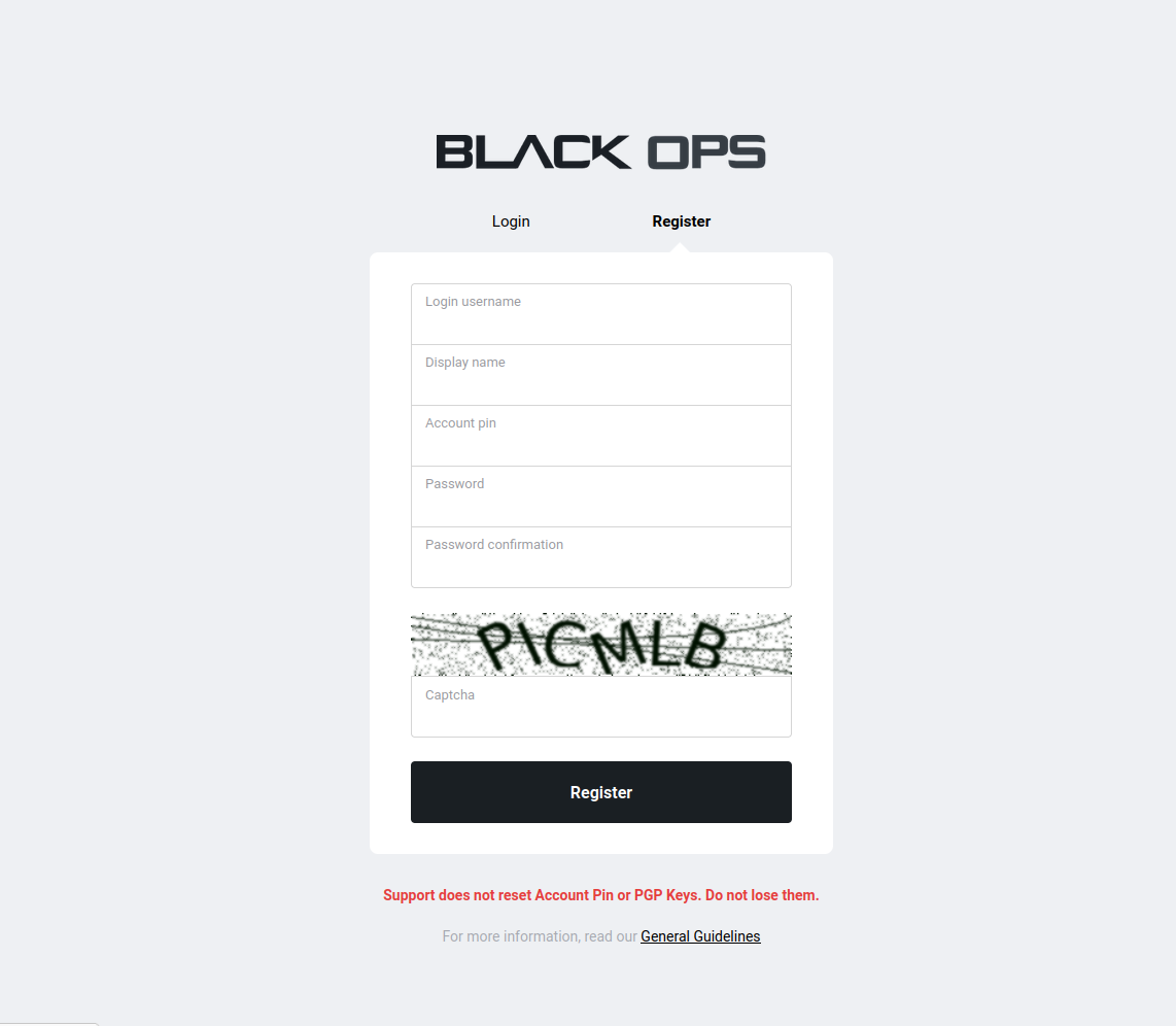 BlackOps Market Account Registration Form